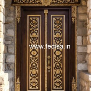 Solid Wood Classic Door Half Round Door Design No-7767