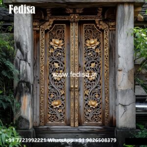 Mahogany Classic Doors Pooja Room Glass Door Price No-7933