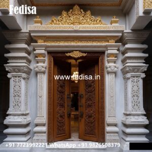 Handcrafted Wooden Door Puja Mandir Door Design No-7976