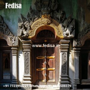 Solid Wood Classic Door Main Door Design With Attached Window No-8054
