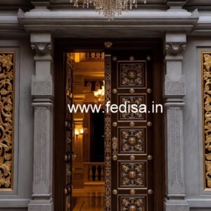 Solid Wood Classic Door Almirah Glass Door Design No-8095