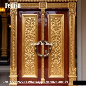 Engraved Wooden Door New Main Double Door Design 2024 No-8206