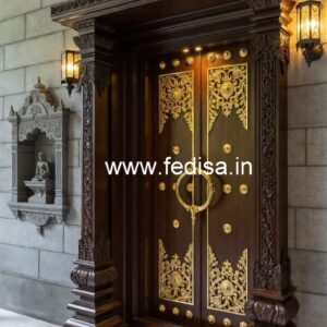 Italian Style Wooden Doors Double Door Iron Gate Design No-8230