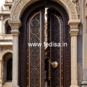 Traditional Carved Wooden Front Door Ideas Sliding Grill Gate Design No-8361