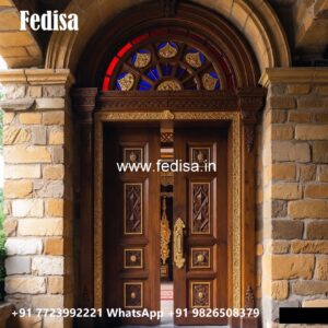 Heritage Door Design Main Door Attached Window Glass Design No-8421
