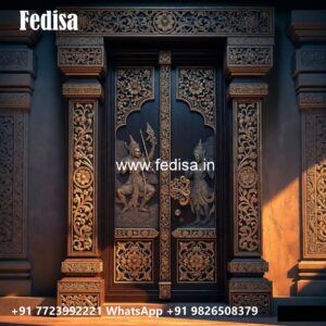 Wooden Carved Door Design Steel Gate Design Double Door No-8501