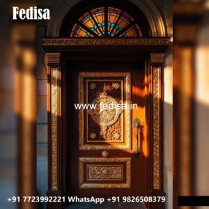 Handcrafted Wooden Door Modern Iron Door Design No-8509