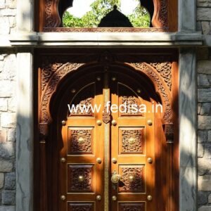 Royal Entrance Door Pooja Door Glass Design No-8543