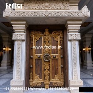 Villa Entrance Door Pooja Door Design With Bells No-8603