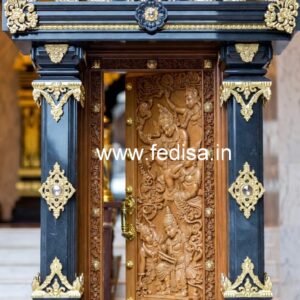 Engraved Wooden Door Modern Wooden Double Door Design No-8616