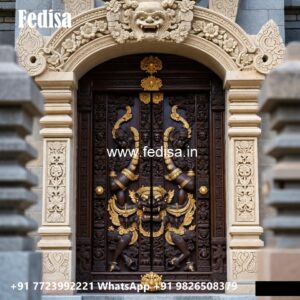 Teak Wood Door Design Single Door Iron Gate Price No-8793