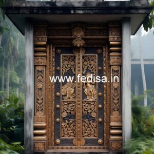 Home Entry Wooden Door Folding Safety Door Design No-8889