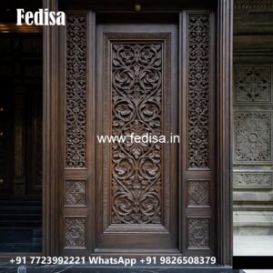 Palace Style Doors Teak Wood Main Double Door Carving Designs No-8974