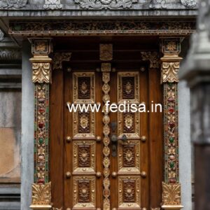 Vintage Wooden Door Teak Wood Pooja Room Door Design No-8989