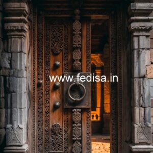 Carved Wooden Doors Office Front Glass Door Design No-9000