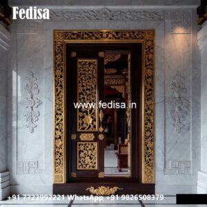 Engraved Wooden Door Frosted Glass Door Design No-9067