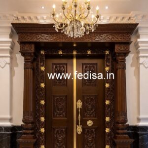 Traditional Carved Wooden Front Door Ideas Glass Door Design For Balcony No-9181