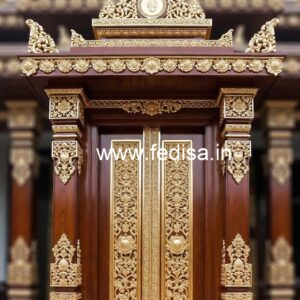 Double Door Classic Style Door Design With Glass And Wood No-9188