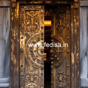 Italian Style Wooden Doors Mandir Glass Door Design No-9378