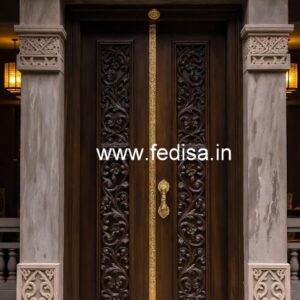 Carved Door Patterns Double Door Glass Design No-9431