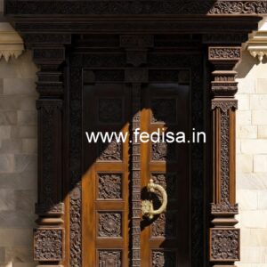 Mahogany Classic Doors Glass Double Door Design No-9450