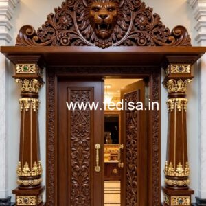 Classic Door Design Home Front Steel Grill Design With Glass No-9848