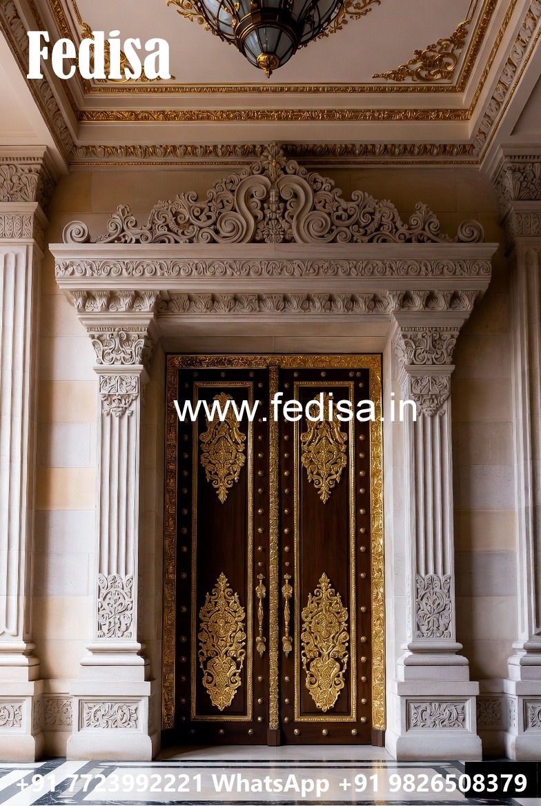 Wooden Carved Door Design Metal Grill Gate No-9854
