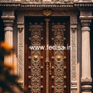 Elegant Double Door Classic Entry Design Teak Wood Door Frame Design No-10086