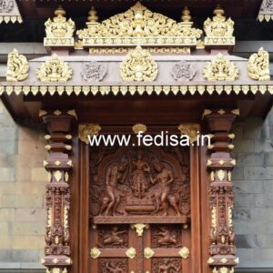 Handcrafted Wooden Door Steel Gate Design Single Door No-10354