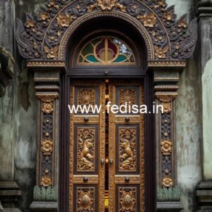 Royal Entrance Door Wooden Glass Door Designs For Home No-10388