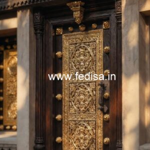 Double Door Classic Style Simple Pooja Room Door Designs In Wood No-10418