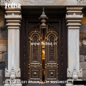 Vintage Wooden Door Pooja Door Glass Design No-10588