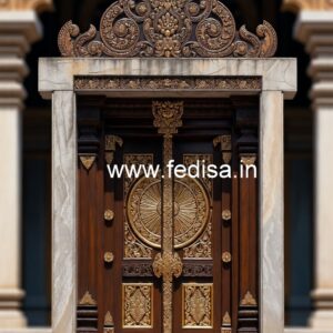 Elegant Double Door Classic Entry Design Flush Door Designs For Indian Homes No-10660