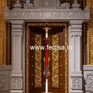 Vintage Wooden Door House Entrance Canopy Design No-10670