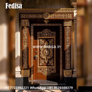 Engraved Wooden Door Jali Palla Design No-10748