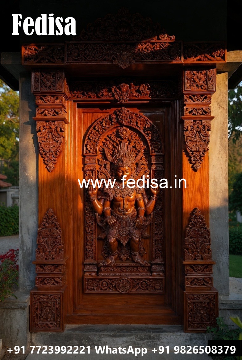 Engraved Wooden Door Bathroom Fiber Door Design No-10789