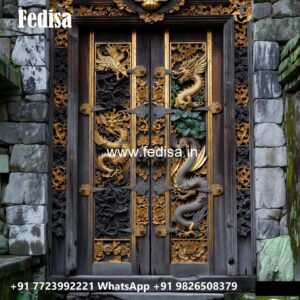 Vintage Wooden Door Front Single Door Designs For Indian Homes No-10916