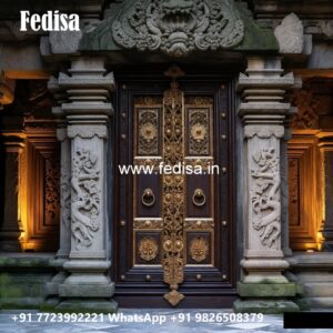 Arch Top Wooden Door Teak Wood Pooja Room Door Design No-11034