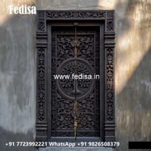 Carved Wooden Doors Bungalow Entrance Design No-11091