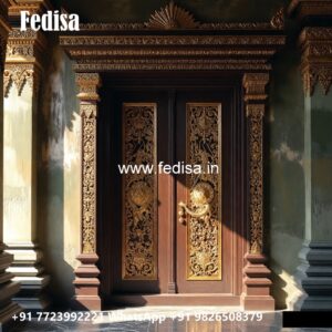 Glass Panel Classic Door Main Gate Wooden Door Design No-11159