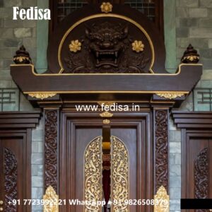 Traditional Carved Wooden Front Door Ideas Window Door Glass Design No-11313