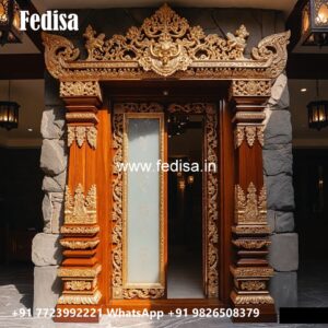 Hardwood Traditional Doors Main Door Mirror Design No-11339
