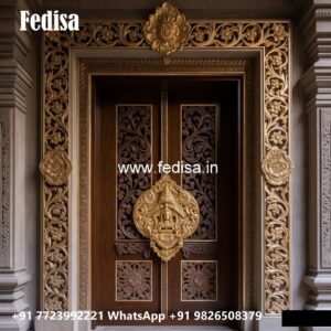 Double Door Classic Style Wooden Door Design For Temple No-11361