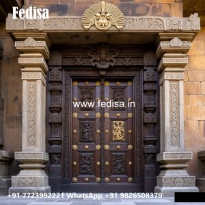 Engraved Wooden Door Teak Wood Design Door No-11486