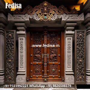 Teak Wood Door Design Arch Glass Door Design No-11540