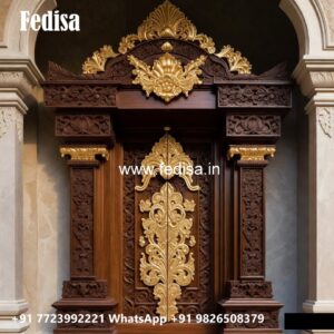 Solid Wood Classic Door Grill Double Door Design No-11580