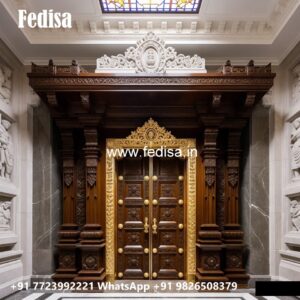Handcrafted Wooden Door Pooja Room Gate Design No-11584