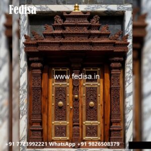 Elegant Double Door Classic Entry Design Mandir Door Glass Design No-11644