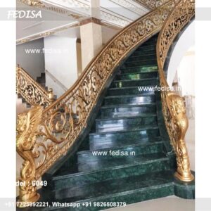 Designer Brass Staircase Railing For Villas Pipe Ki Railing Ki Design