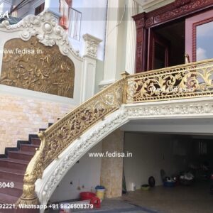 Stylish Brass Balcony Railing With Designer Look Temple Steel Railing Design